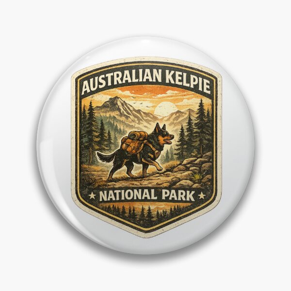 Item preview, Australian Kelpie National Park Vintage Hiking Dog Retro Adventure Badge designed and sold by Globalcitytees.