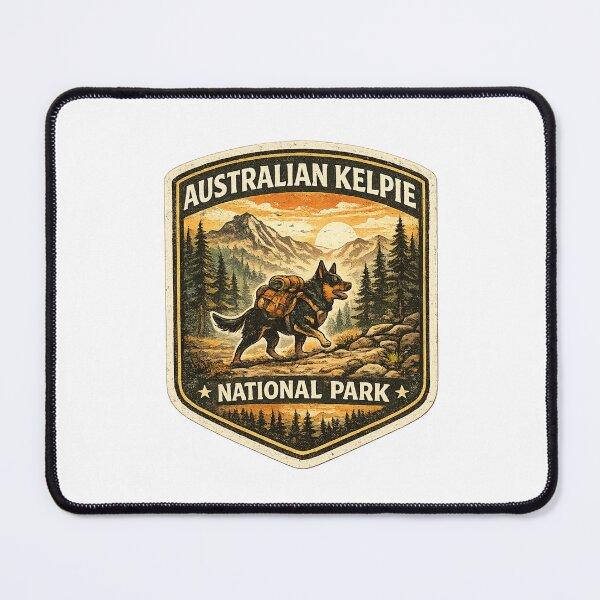 Item preview, Australian Kelpie National Park Vintage Hiking Dog Retro Adventure Badge designed and sold by Globalcitytees.