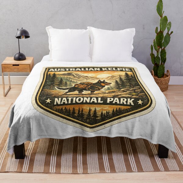 Item preview, Australian Kelpie National Park Vintage Hiking Dog Retro Adventure Badge designed and sold by Globalcitytees.