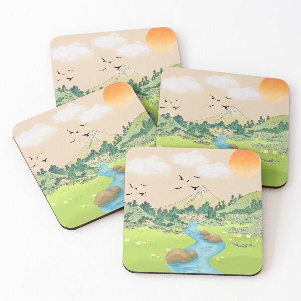 Item preview, Peaceful Mountain River Landscape Art designed and sold by ruchikadesigns.