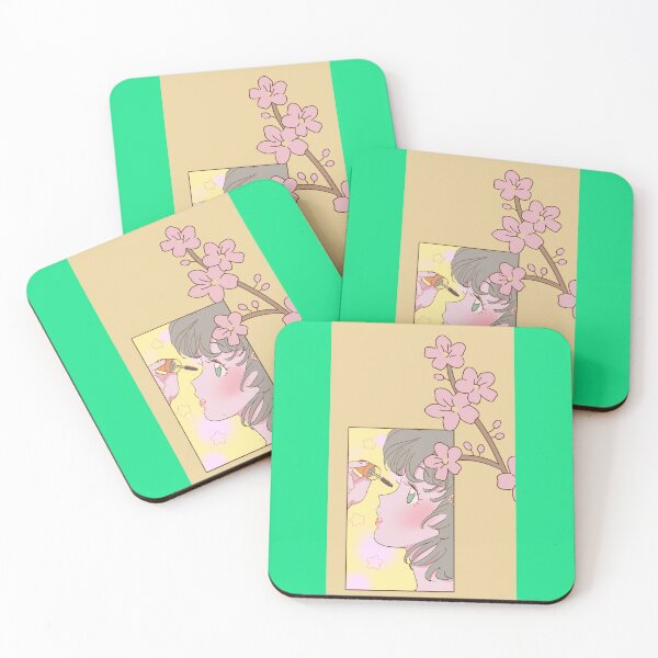 Item preview, Retro Anime Girl Applying Mascara Aesthetic Cherry Blossom Wallpaper designed and sold by MahiDigitalArts.