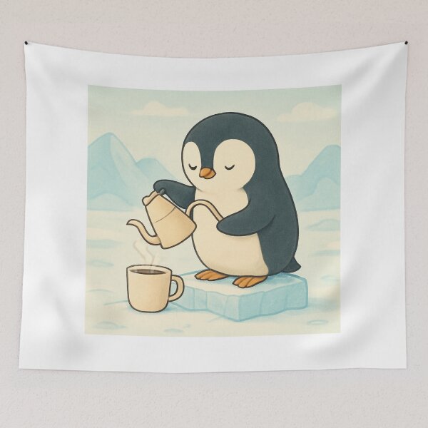 Item preview, Penguin Pour Over Cozy Winter Coffee Design designed and sold by Rufeydesign.