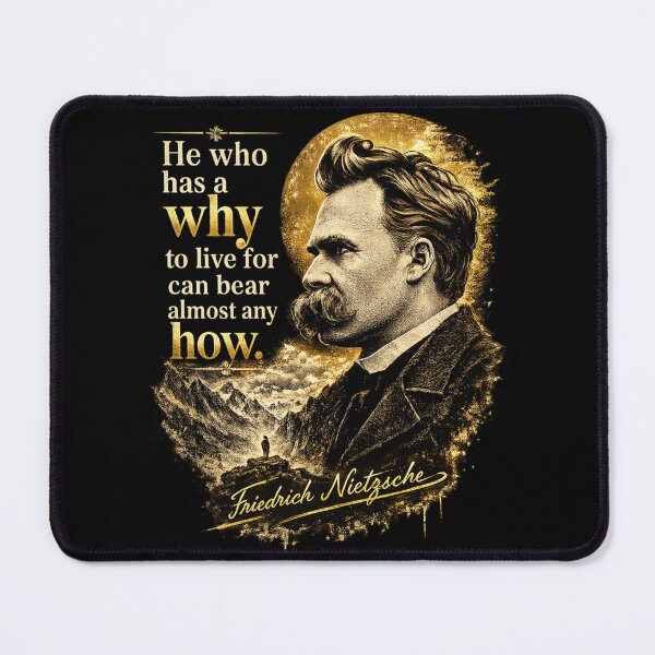 Item preview, Friedrich Nietzsche Quote Shirt – He Who Has a Why to Live For Can Bear Almost Any How designed and sold by ThreadTheory976.