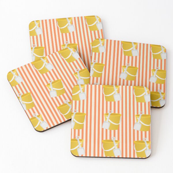Item preview, Buckets & spades on orange stripes designed and sold by Meli-moo.