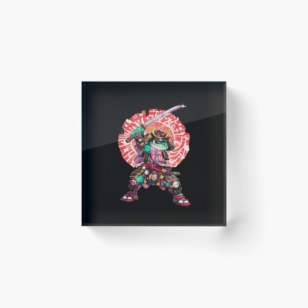 Item preview, Red Sun Samurai Frog - Kawaii Rainbow Japanese Typography Art designed and sold by InkTheFox.