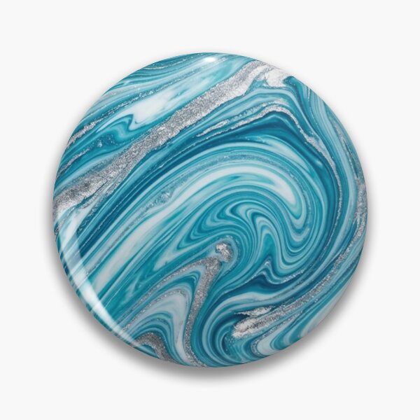 Item preview, Teal Blue and Silver Glitter Marble Swirl Pattern designed and sold by Owcomm.