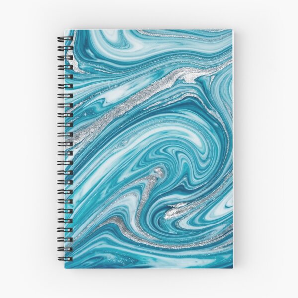 Item preview, Teal Blue and Silver Glitter Marble Swirl Pattern designed and sold by Owcomm.