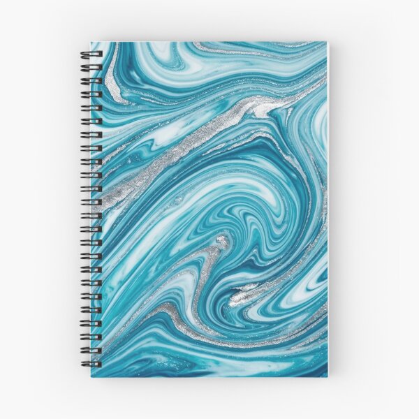 Item preview, Teal Blue and Silver Glitter Marble Swirl Pattern designed and sold by Owcomm.