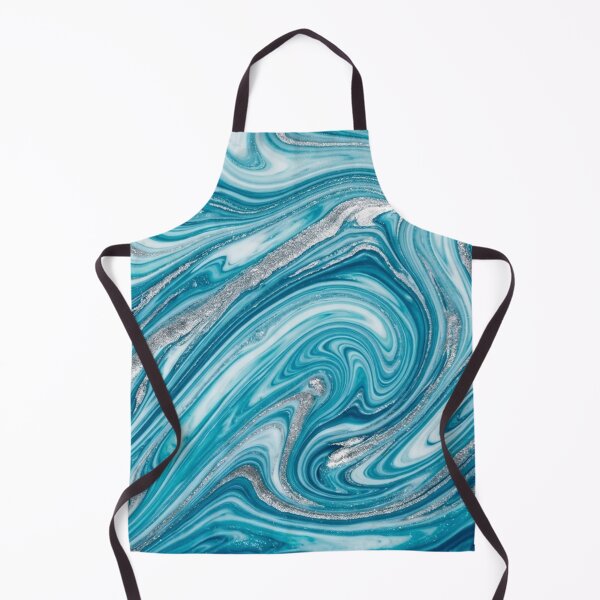 Item preview, Teal Blue and Silver Glitter Marble Swirl Pattern designed and sold by Owcomm.