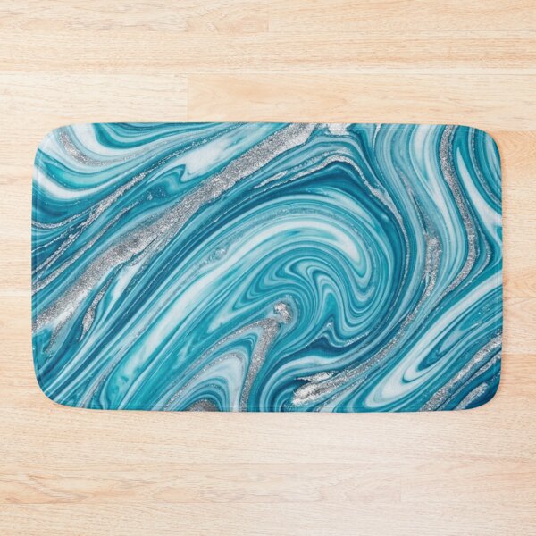 Item preview, Teal Blue and Silver Glitter Marble Swirl Pattern designed and sold by Owcomm.