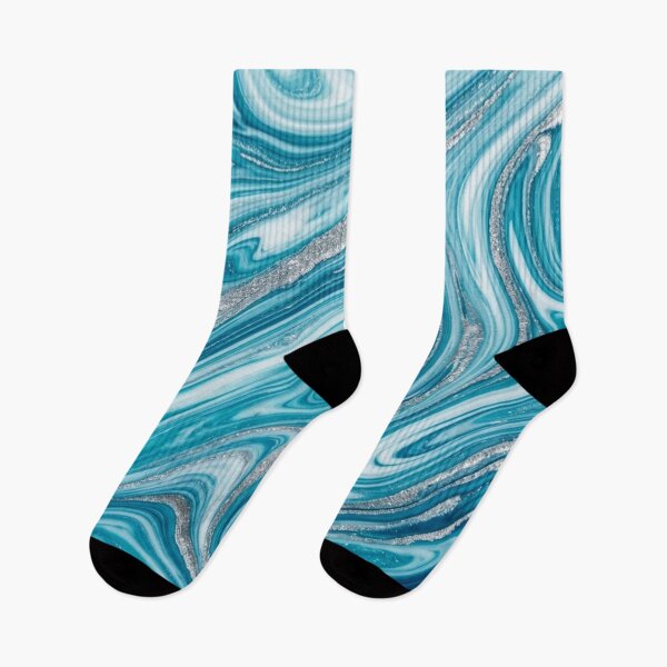 Item preview, Teal Blue and Silver Glitter Marble Swirl Pattern designed and sold by Owcomm.