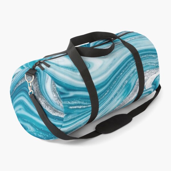 Item preview, Teal Blue and Silver Glitter Marble Swirl Pattern designed and sold by Owcomm.