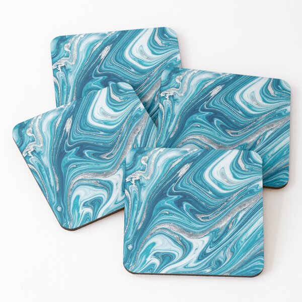 Item preview, Teal Blue and Silver Marble Swirl Pattern designed and sold by Owcomm.