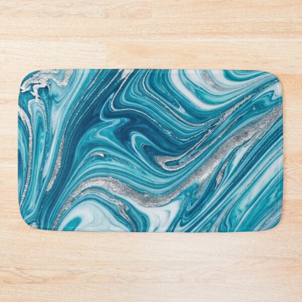 Item preview, Teal Blue and Silver Marble Swirl Pattern designed and sold by Owcomm.
