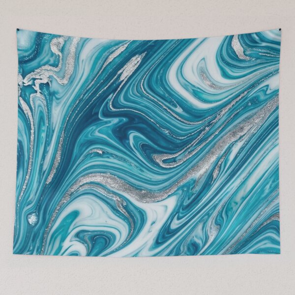 Item preview, Teal Blue and Silver Marble Swirl Pattern designed and sold by Owcomm.