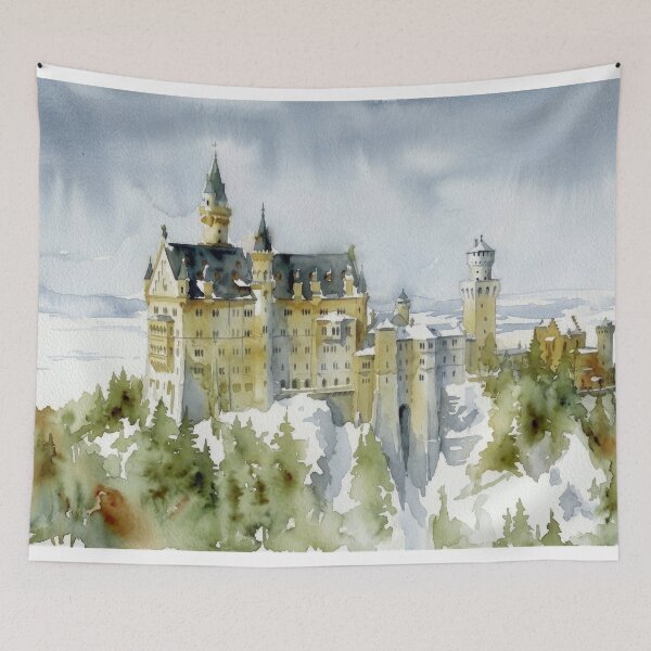 Item preview, Neuschwanstein Castle Watercolor designed and sold by caracatita75.