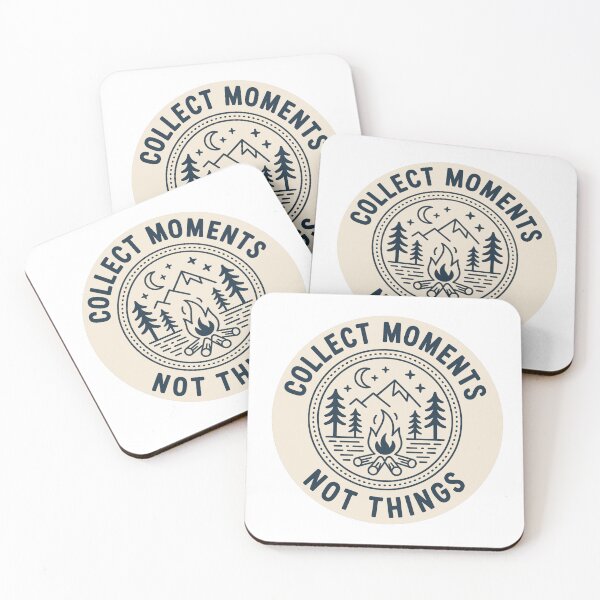 Item preview, Collect moments not things campfire badge navy camping outdoor print designed and sold by icemanphotos.