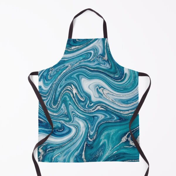 Item preview, Teal Blue Marble Swirl with Silver Glitter Fluid Pattern designed and sold by Owcomm.