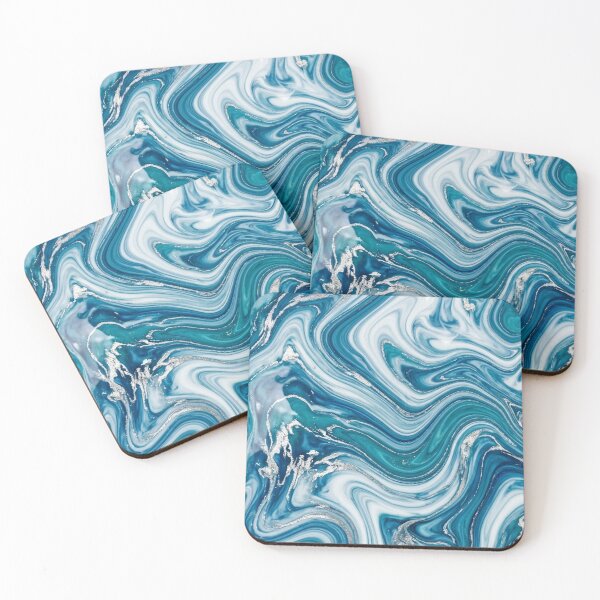 Item preview, Ocean Blue Marble Swirl Pattern with Silver Glitter Accents designed and sold by Owcomm.