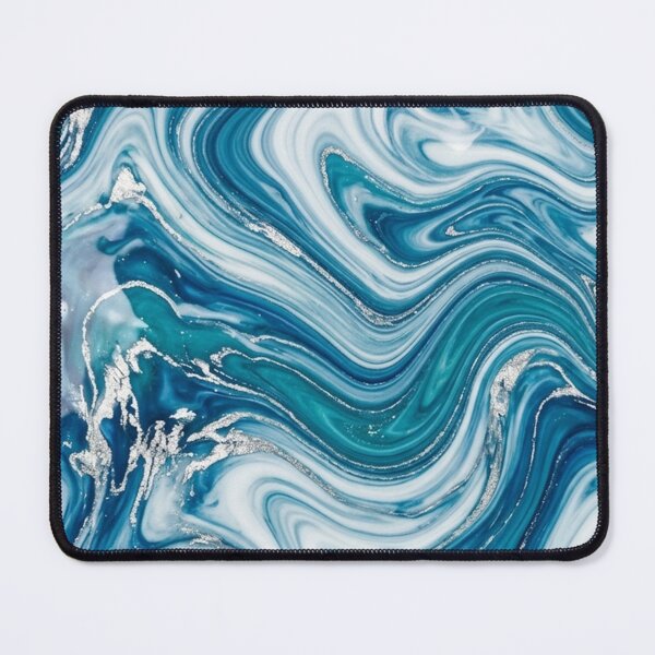 Item preview, Ocean Blue Marble Swirl Pattern with Silver Glitter Accents designed and sold by Owcomm.
