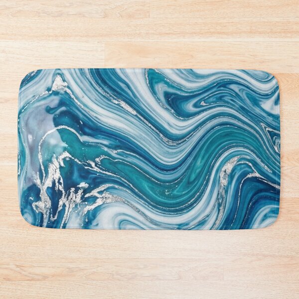 Item preview, Ocean Blue Marble Swirl Pattern with Silver Glitter Accents designed and sold by Owcomm.
