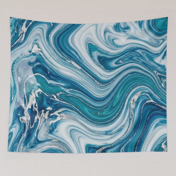 Item preview, Ocean Blue Marble Swirl Pattern with Silver Glitter Accents designed and sold by Owcomm.
