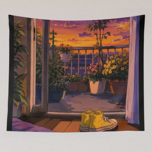 Item preview, Summer Dusk Balcony - Nostalgic Anime Aesthetic designed and sold by bapupa.