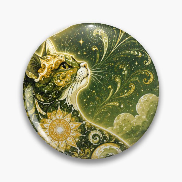 Item preview, Celestial Matcha Moon Cat Paisley Dreamscape designed and sold by Mindworx21.