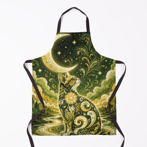 Item preview, Celestial Matcha Moon Cat Paisley Dreamscape designed and sold by Mindworx21.