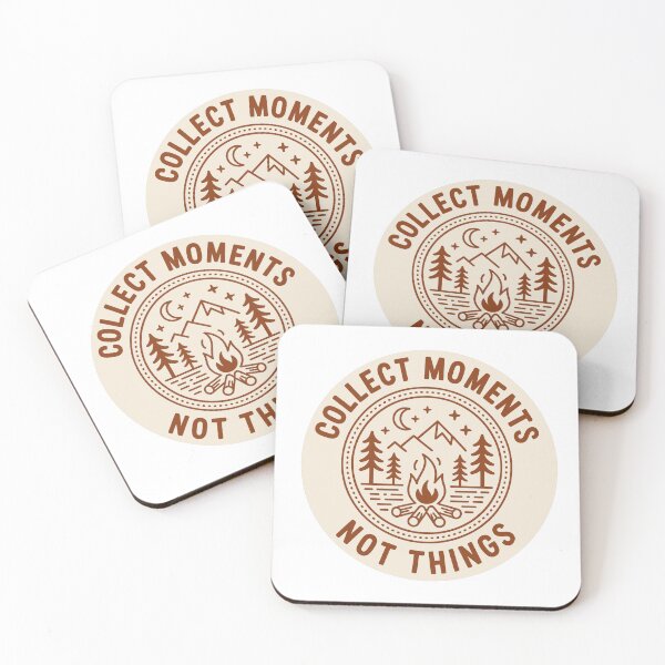 Item preview, Collect moments not things campfire badge rust camping outdoor print designed and sold by icemanphotos.