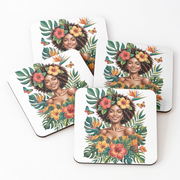 Item preview, Joyful Woman with Tropical Flowers designed and sold by jkrphoto.