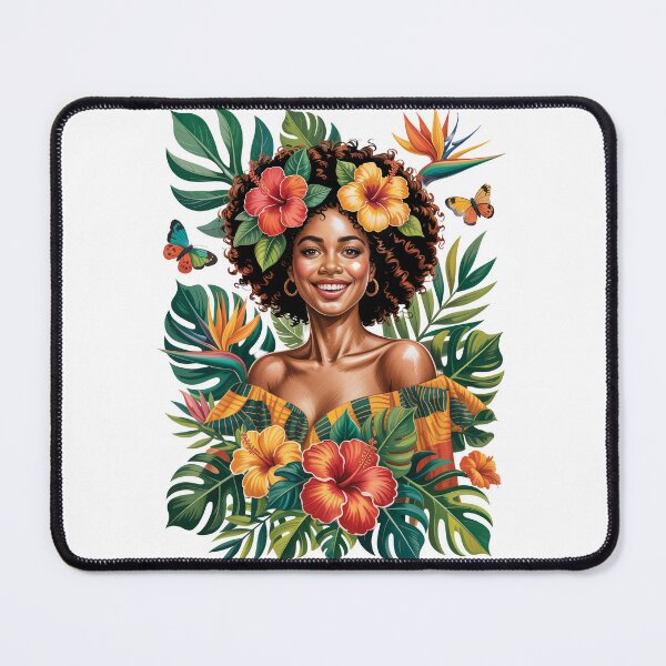 Item preview, Joyful Woman with Tropical Flowers designed and sold by jkrphoto.