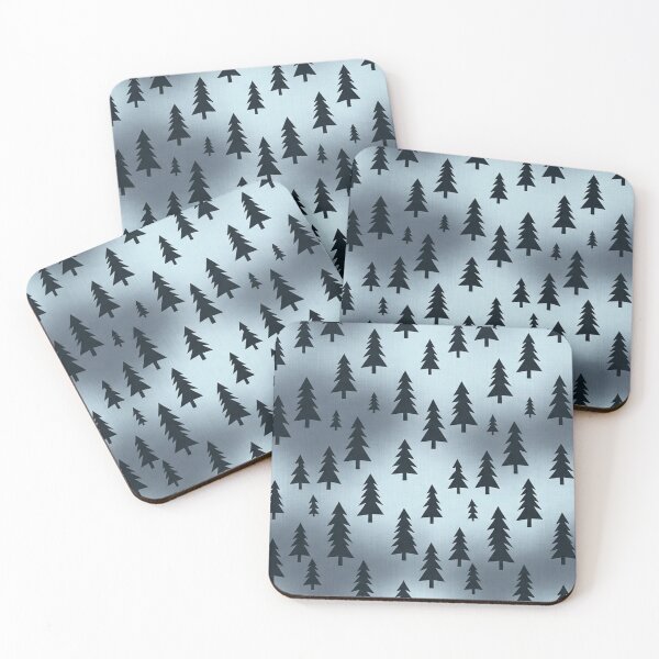 Item preview, Evergreen Forest Silhouette Pattern on Metallic Blue Background designed and sold by Owcomm.