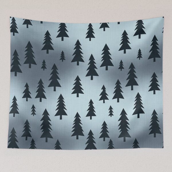 Item preview, Evergreen Forest Silhouette Pattern on Metallic Blue Background designed and sold by Owcomm.