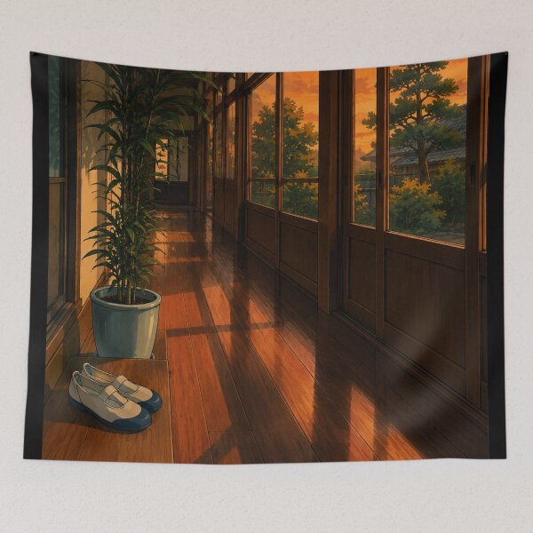 Item preview, Hallway Sunset - Old-School Anime Aesthetic designed and sold by bapupa.
