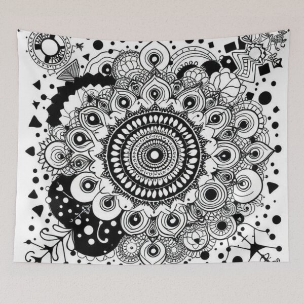 Item preview, Black and White Floral Mandala designed and sold by RAISC.