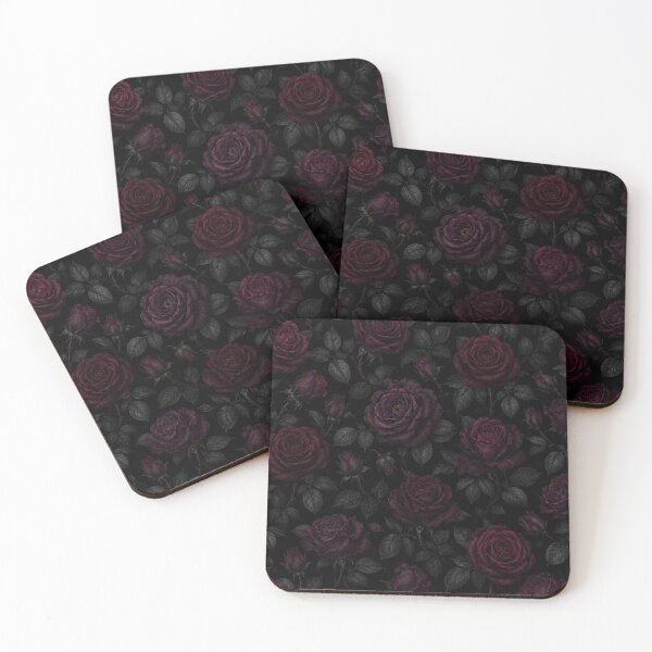 Item preview, Gothic Dark Crimson Roses and Moody Botanical Leaves Pattern designed and sold by Owcomm.