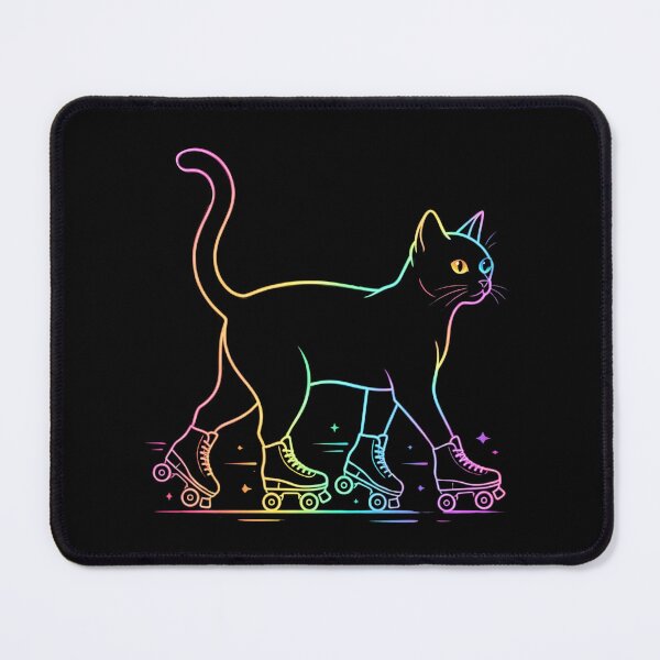Item preview, Rainbow Neon Roller Skate Cat designed and sold by dudelinart.