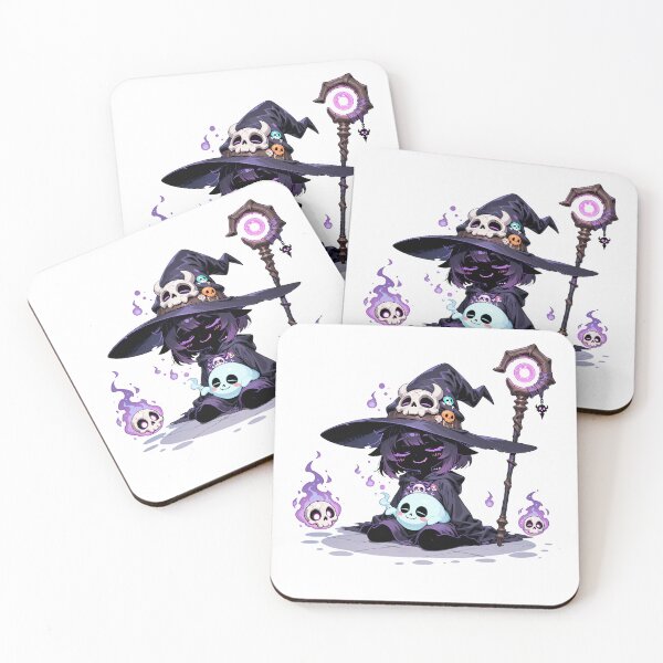 Item preview, Sleepy Chibi Necromancer | Cute Dark Fantasy Witch with Ghost Companion designed and sold by TattooDrive.