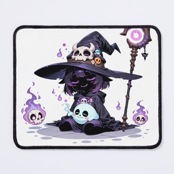 Item preview, Sleepy Chibi Necromancer | Cute Dark Fantasy Witch with Ghost Companion designed and sold by TattooDrive.