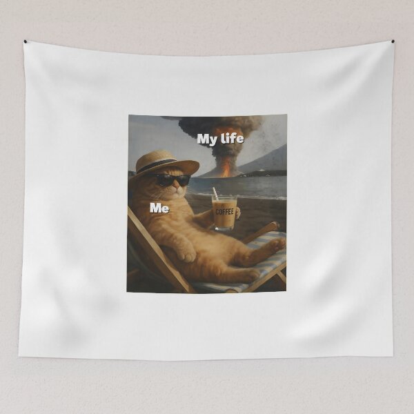 Item preview, Cat Relaxing Meme Chaos Coffee Life Humor designed and sold by GiaoCalonas.
