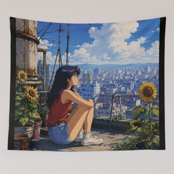 Item preview, Overgrown Rooftop - Retro Anime Aesthetic designed and sold by bapupa.
