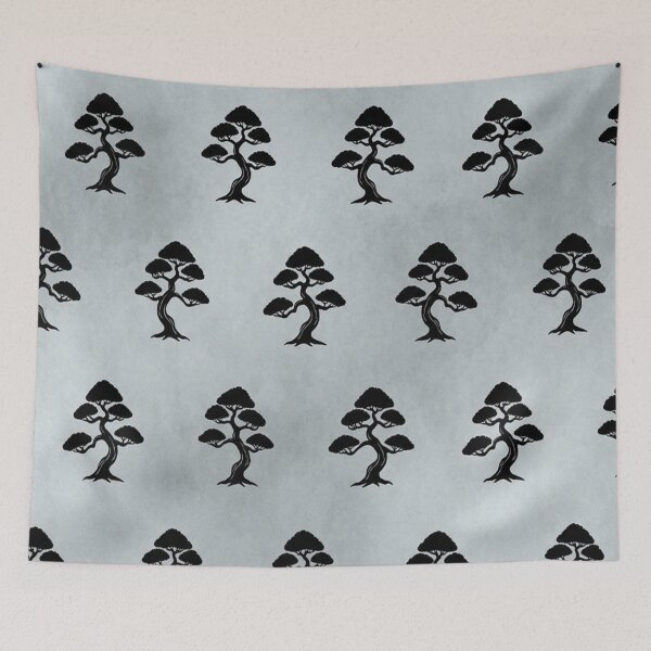Item preview, Elegant Black Bonsai Tree Pattern on Subtle Gray Texture designed and sold by Owcomm.