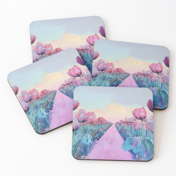 Item preview, Dreamy Tulip Field Art, Soft Pink Purple Teal Spring Floral Print designed and sold by daila70.