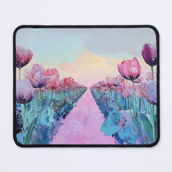 Item preview, Dreamy Tulip Field Art, Soft Pink Purple Teal Spring Floral Print designed and sold by daila70.