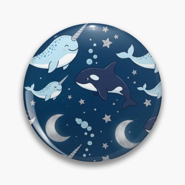 Item preview, Whimsical Narwhals and Orcas Night Sea Pattern designed and sold by Owcomm.