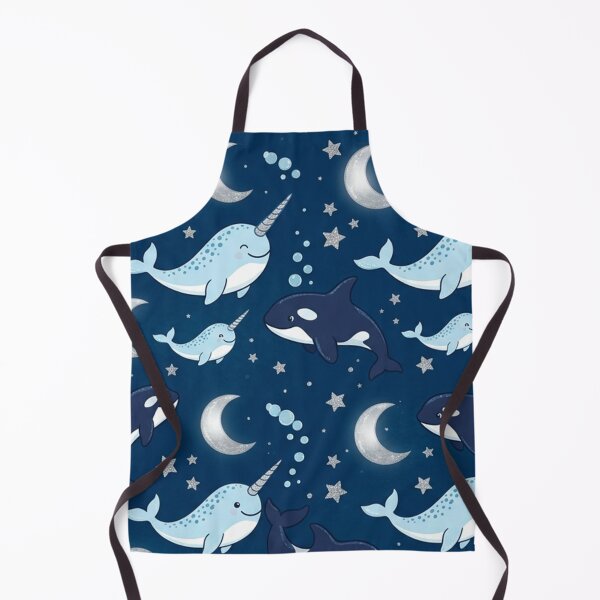 Item preview, Whimsical Narwhals and Orcas Night Sea Pattern designed and sold by Owcomm.