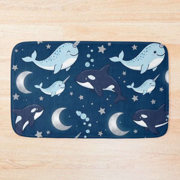 Item preview, Whimsical Narwhals and Orcas Night Sea Pattern designed and sold by Owcomm.
