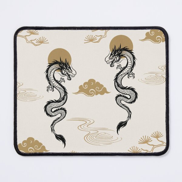 Item preview, Japanese Dragon Pattern | Asian Dragon Wallpaper | Minimalist Oriental Dragon Design designed and sold by MonNoir.