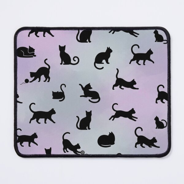 Item preview, Black Cat Pattern Silhouette on Pastel Watercolor Nebula Background designed and sold by Owcomm.